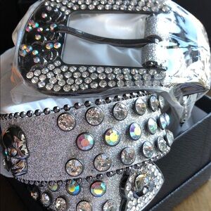 Sparkling Rhinestone Belt with Silver Accents